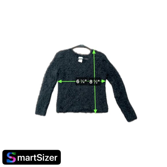Fraiche Black Fuzzy Knit Long Sleeve Scoop Neck Sweater Size S - Picture 8 of 8
